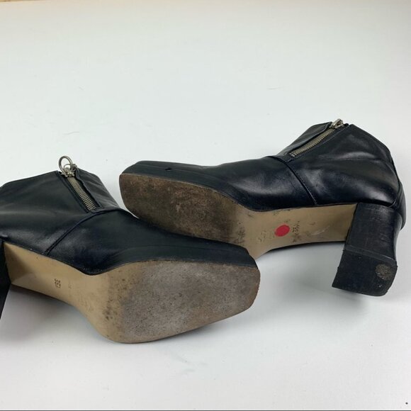STEFANO Dolci Black Leather Chunky Heel Booties size 35 ½ - Picture 2 of 10